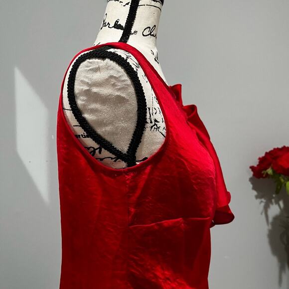 NEW Michael Kors Classic Flutter Draped Ruffle Crinkle Sleeveless Top Red 2 NWOT - Picture 10 of 16